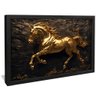 quadro cavalo dourado pedra preto