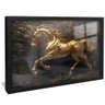 quadro cavalo dourado pedra preto reflexo