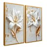 quadro duo floral leite dourado