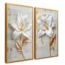 quadro duo floral leite dourado reflexo
