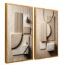quadro duo painel madeira abstrato dourado