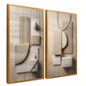 quadro duo painel madeira abstrato dourado reflexo