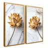 quadro duo floral marmore dourado