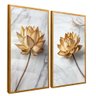 quadro duo floral marmore dourado reflexo