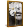quadro mulher flor preto branco dourado reflexo