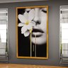 1 quadro mulher flor preto branco