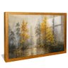quadro floresta lago dourado reflexo