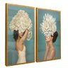 quadro mulheres florais dourado reflexo