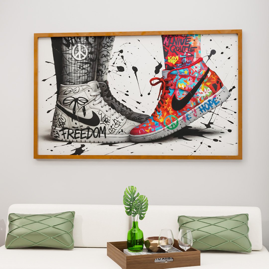 絵画 lovers Quadro Decorativo Sneaker Graffiti Love V2457