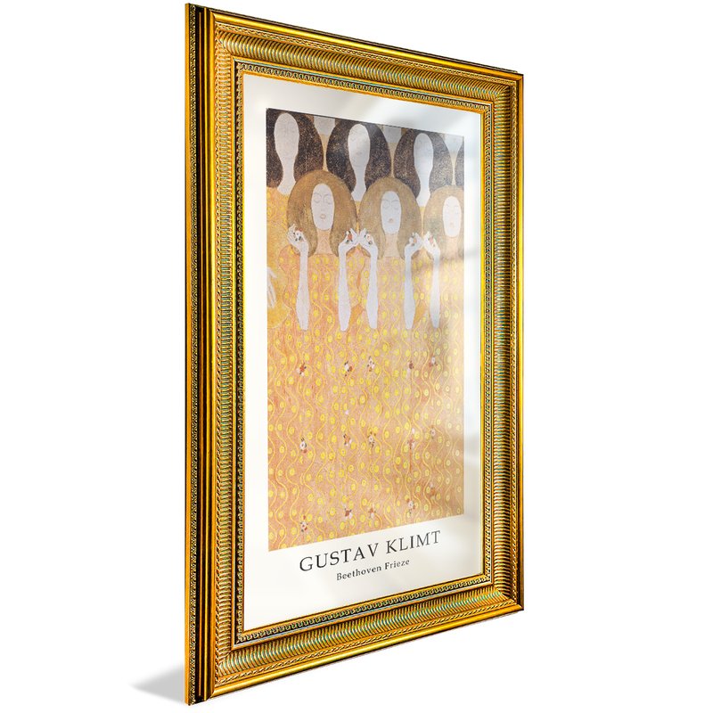 quadro gustav klimt beethoven frieze com vidro