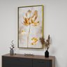 1 quadro pintura floral dourado