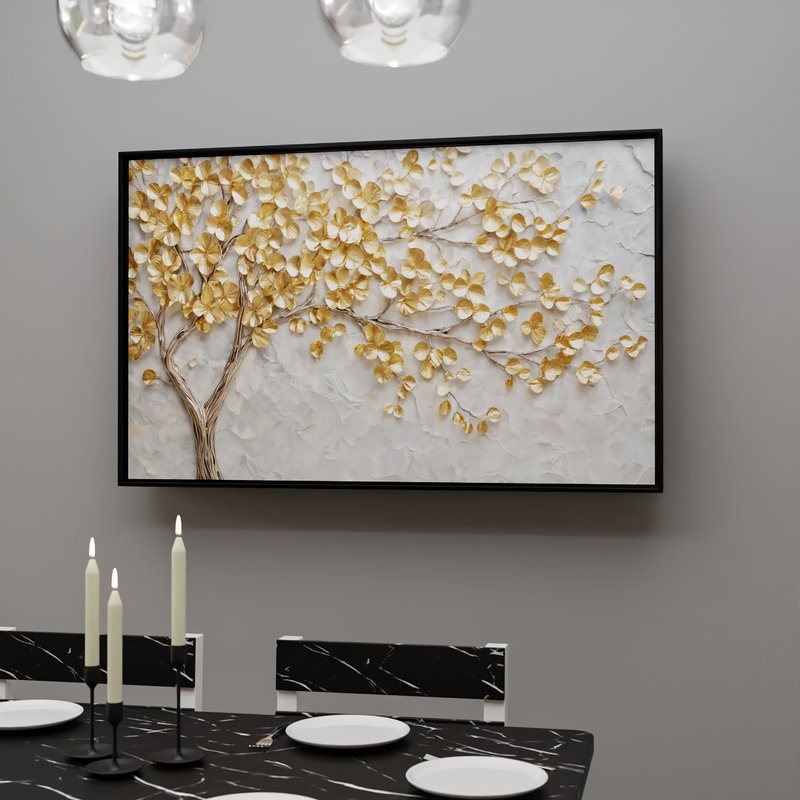 2 quadro arvore dourada branco