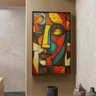 1 quadro rosto geometrico