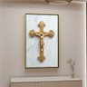 1 quadro cruz dourada flutuante