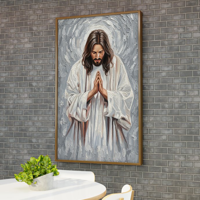 1 quadro jesus rezando espatulado