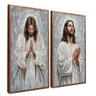 quadro duo jesus rezando madeira