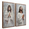 quadro duo jesus rezando madeira reflexo
