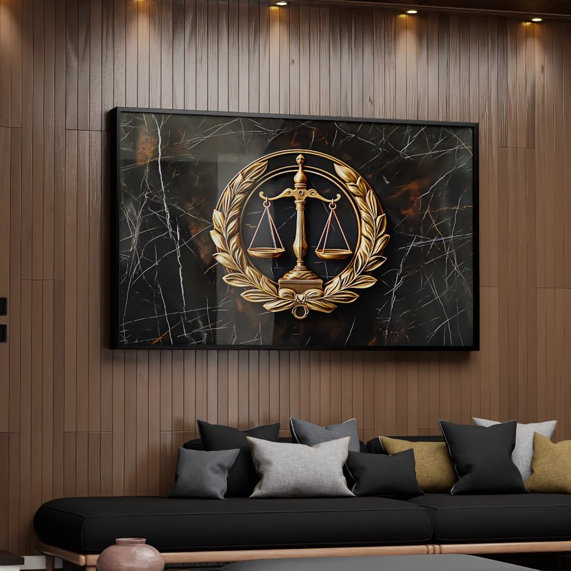 1 quadro balanca justica dourada