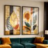 quadros abstrato botanico v71 kit com 2 quadros